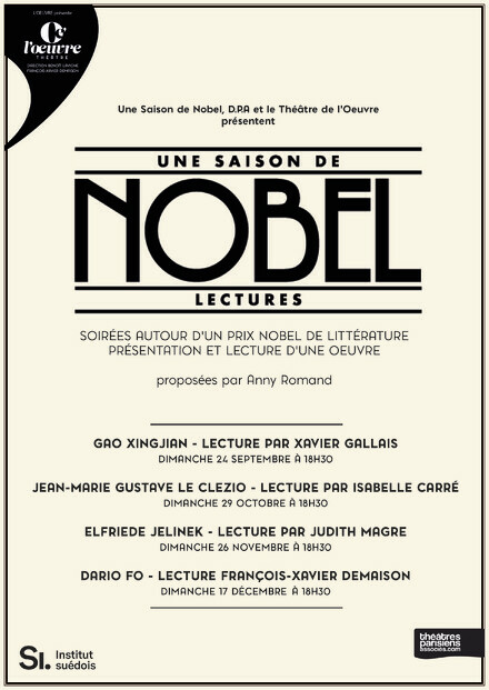 Une Saison de Nobel - Lectures au Théâtre de l'Œuvre