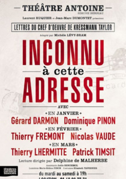 Inconnu à cette adresse au Théâtre Antoine - Simone Berriau