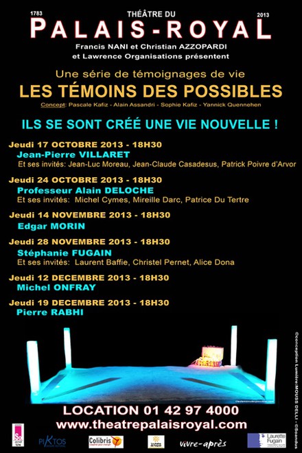 Les témoins des possibles au Théâtre du Palais Royal