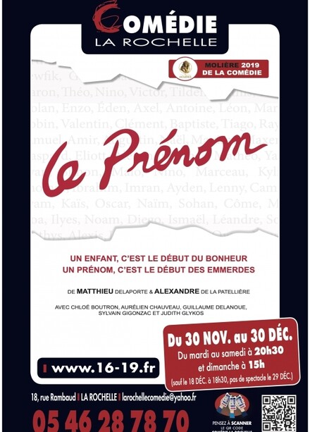 Le prénom au Théâtre Comédie La Rochelle