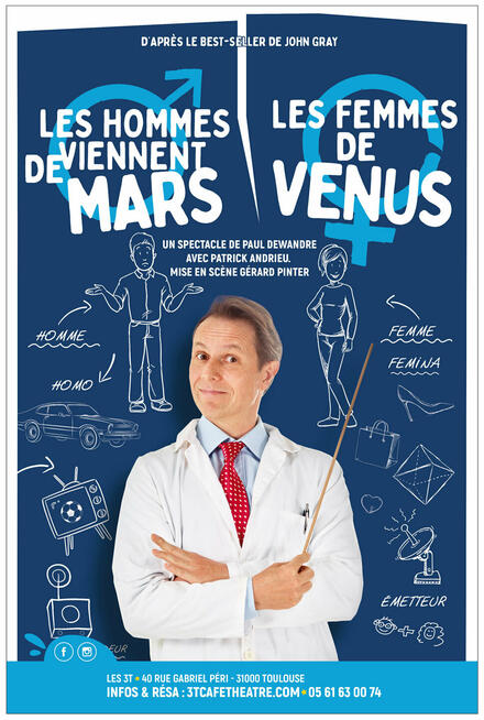 Les Hommes viennent de Mars, les femmes de Vénus au Théâtre Les 3T Café-Théâtre