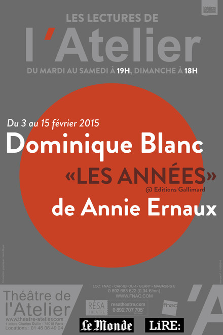 LES LECTURES DE L'ATELIER - Dominique BLANC lit "LES ANNÉES" au Théâtre de l'Atelier