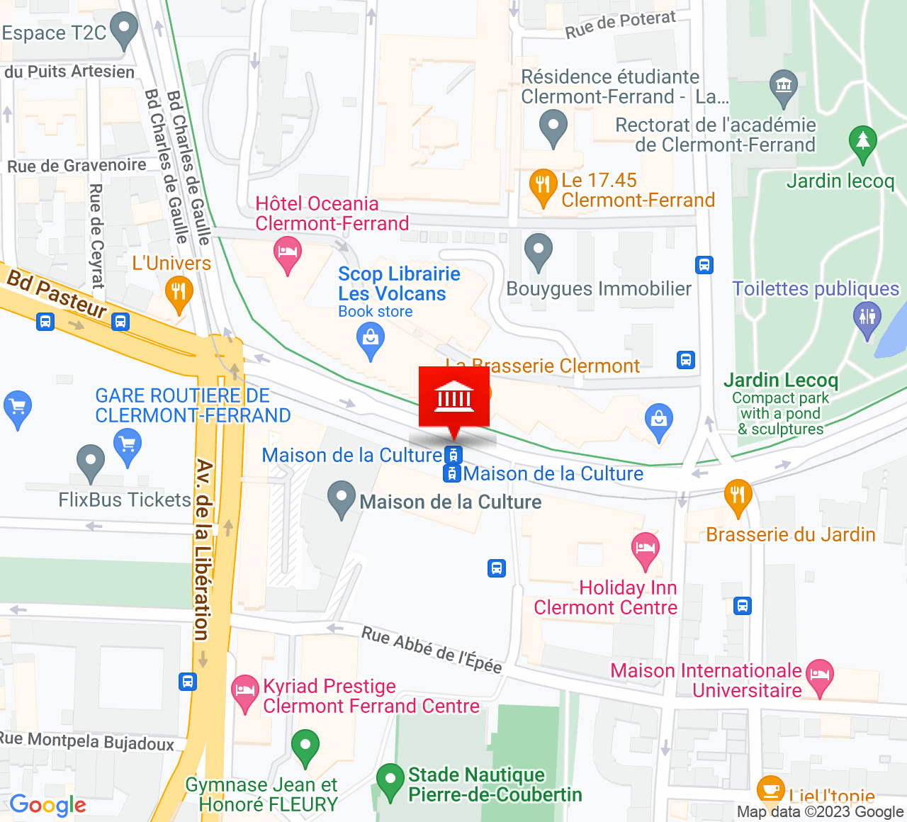 Plan d’accès La Comédie de Clermont-Ferrand scène nationale