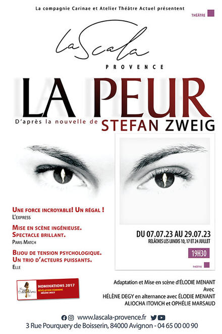 LA PEUR d'après Stefan Zweig au Théâtre La Scala Provence