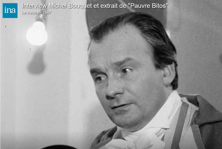 [VIDÉO] Michel BOUQUET dans sa loge en costume pour "Pauvre Bitos" de Jean Anouilh, en 1967