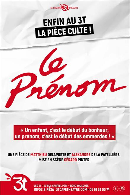 Le Prénom au Théâtre Les 3T Café-Théâtre