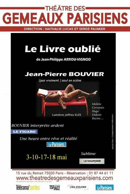 LE LIVRE OUBLIÉ - Jean-Pierre BOUVIER au Théâtre des Gémeaux Parisiens