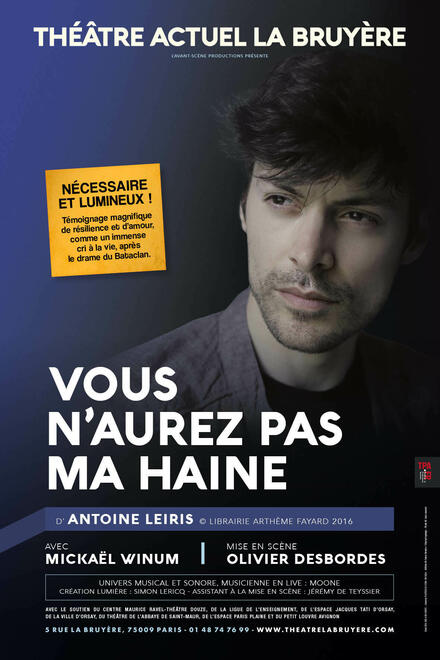 Vous n'aurez pas ma haine au Théâtre Actuel La Bruyère