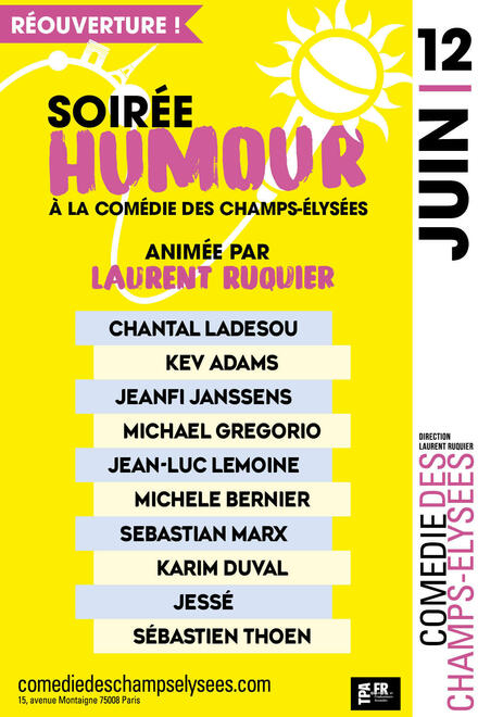 Soirée humour du 12 juin au Théâtre de la Comédie des Champs-Elysées