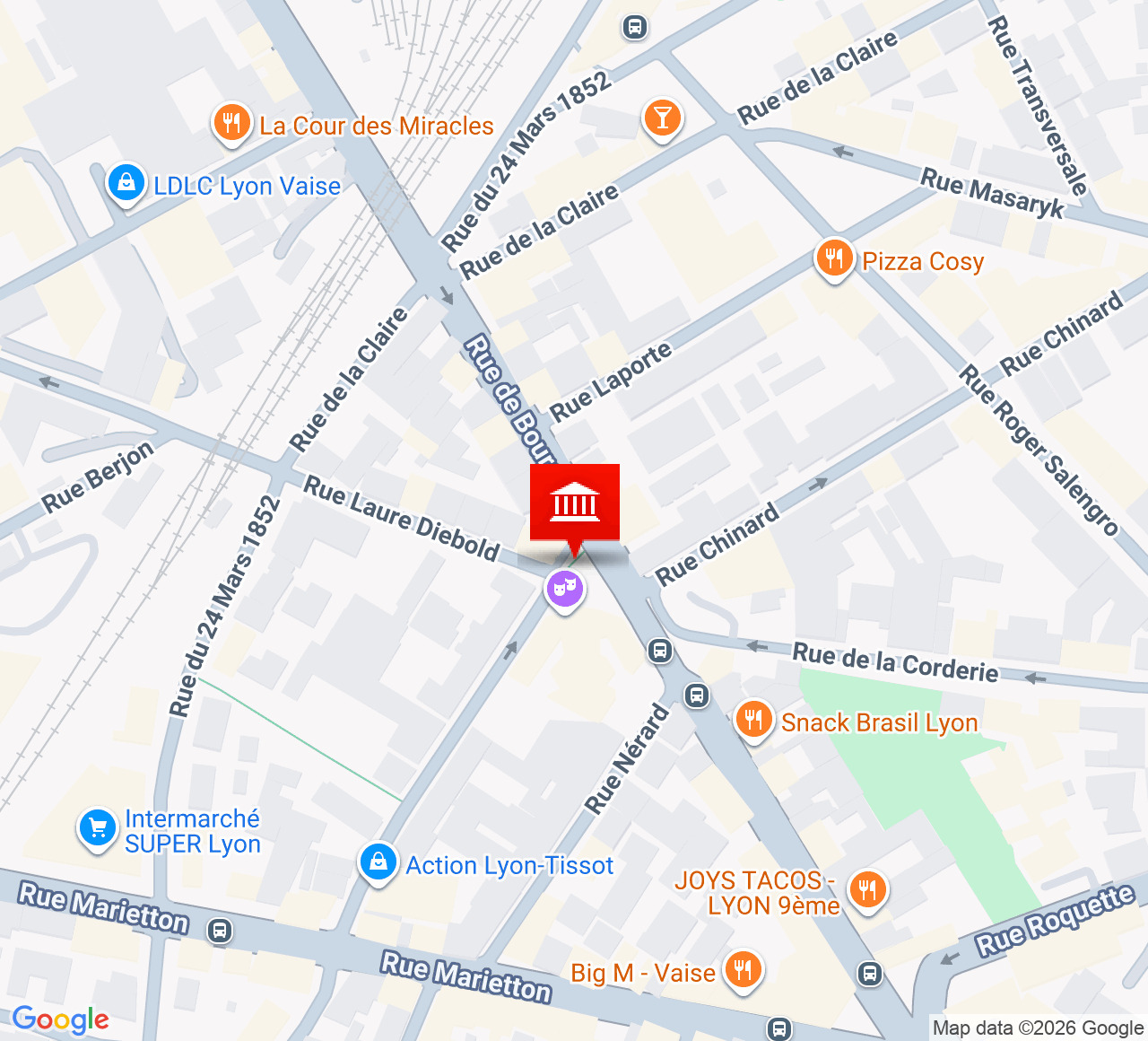 Plan d’accès Théâtre Nouvelle Génération (TNG)
