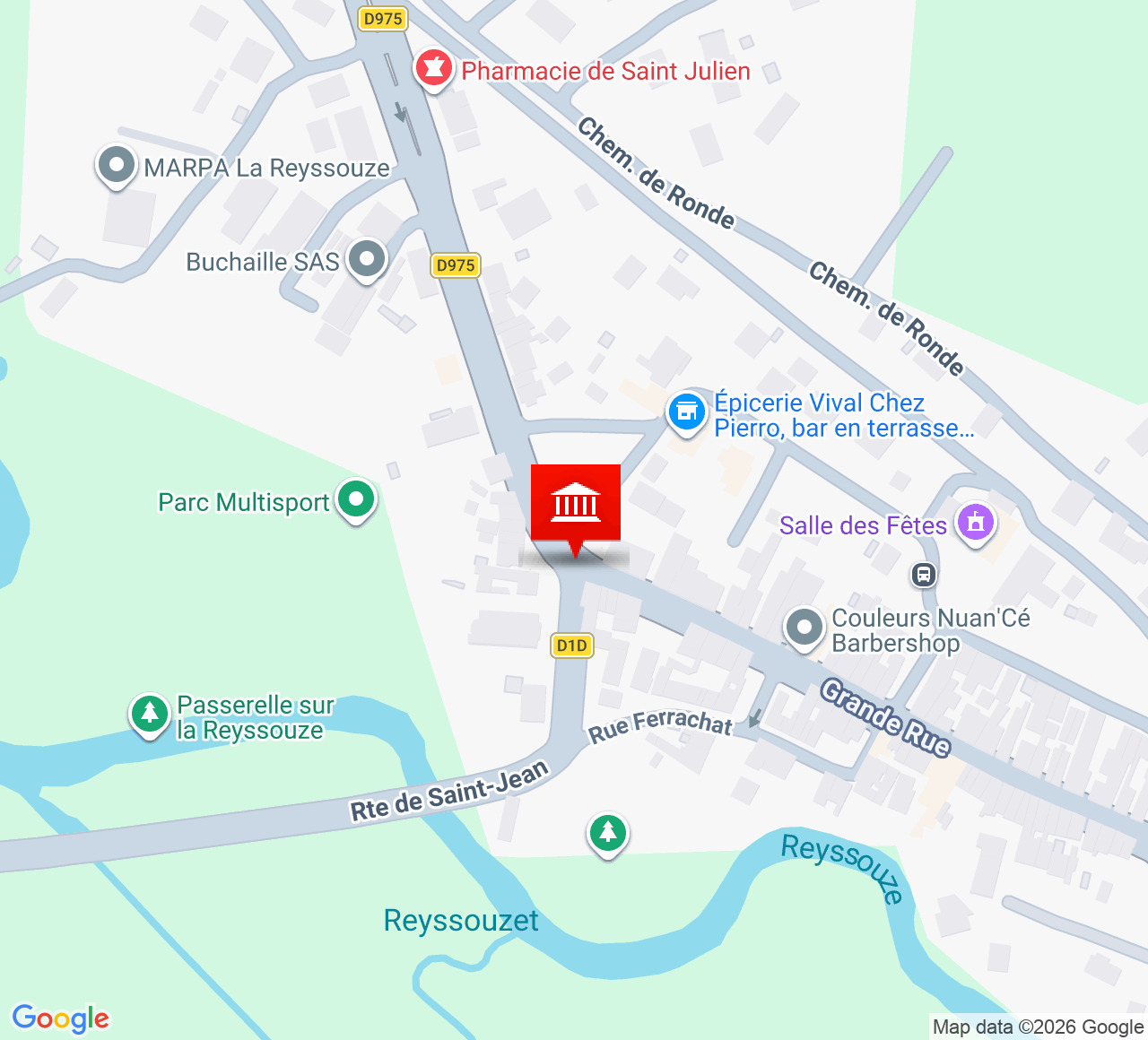 Plan d’accès Salle des fêtes de Saint-Julien-sur-Reyssouze